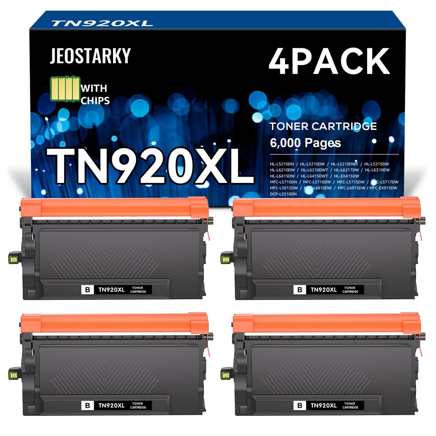 TN920XL TN920 Toner Compatible for Brother TN-920 XL TN920XL TN920XXL TN920UXXL Toner Replacement for HL-L6210DW HL-L6210DWT HL-L5210DN HL-L5210DW HL-L5210DWT HL-L6310DW MFC-L6810DW (4 Pack)
