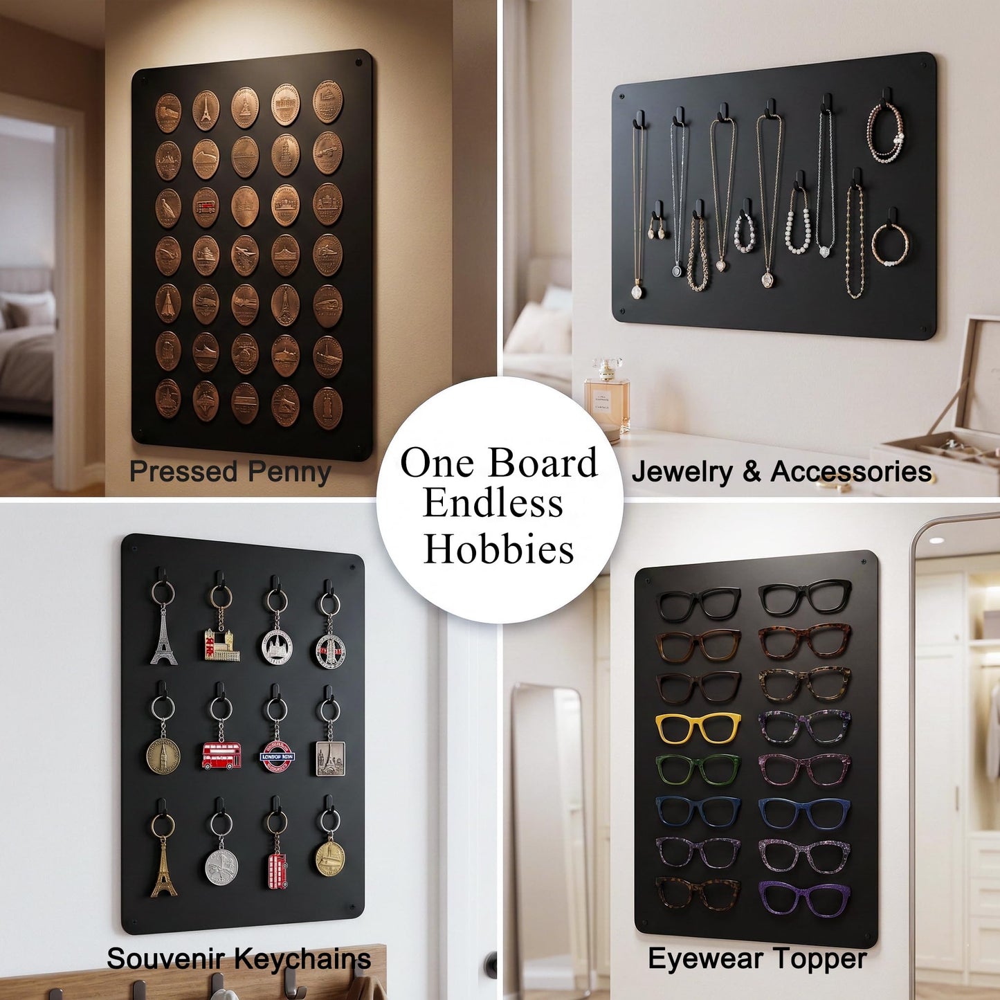 LYZZXI Magnetic Board for Wall 23.6" x 15.7" : Black Metal Display Board for Travel Souvenir Magnets & Art Collections | Heavy-Duty Metal Panel for Hobbyists with Screw Mount Hardware