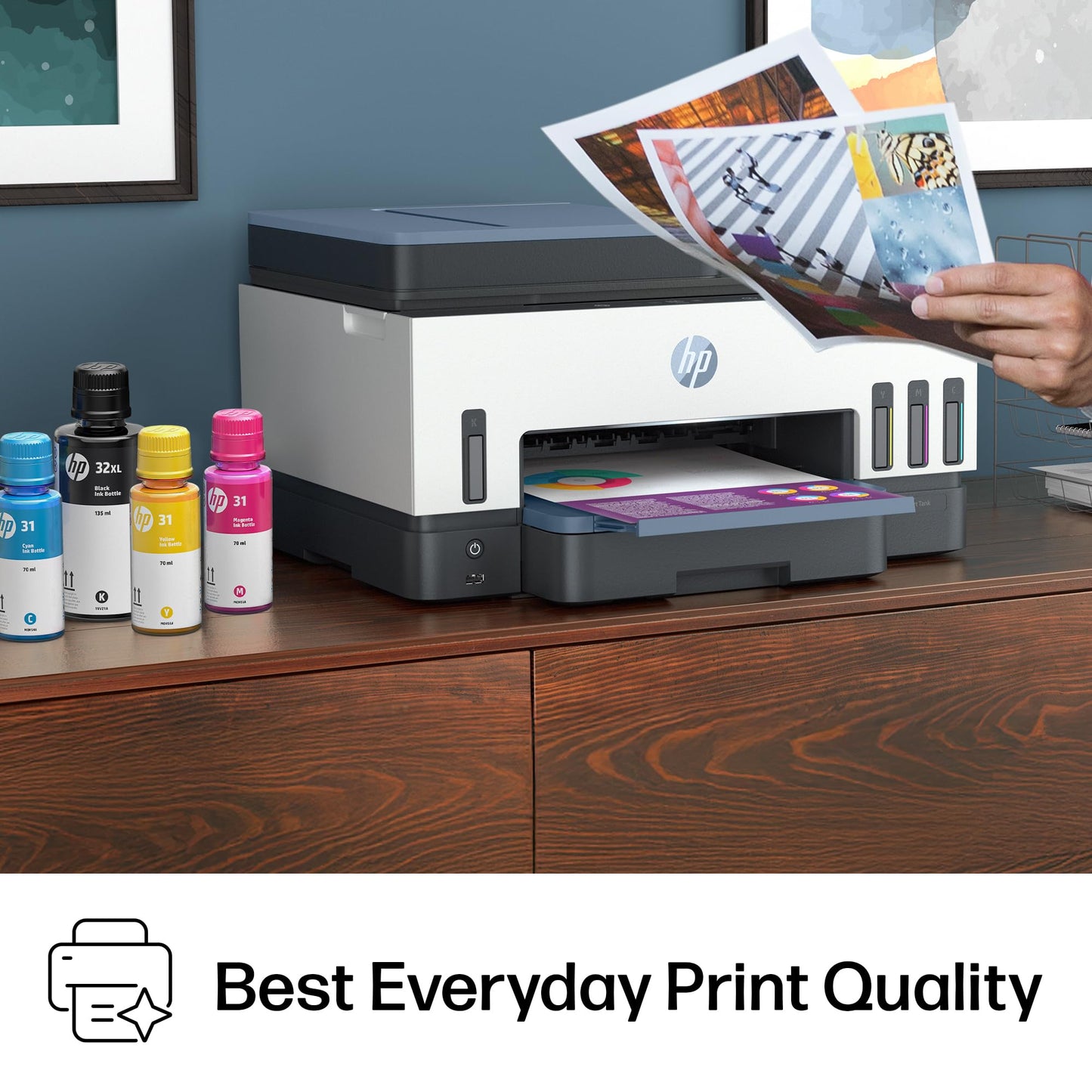 HP Smart Tank 7602 Wireless All-in-One Ink Tank Printer, Scanner, Copier with 2 Years of Ink Included, Best-for-Home Office, Cartridge-Free Refillable, AI-Enabled (28B98A)