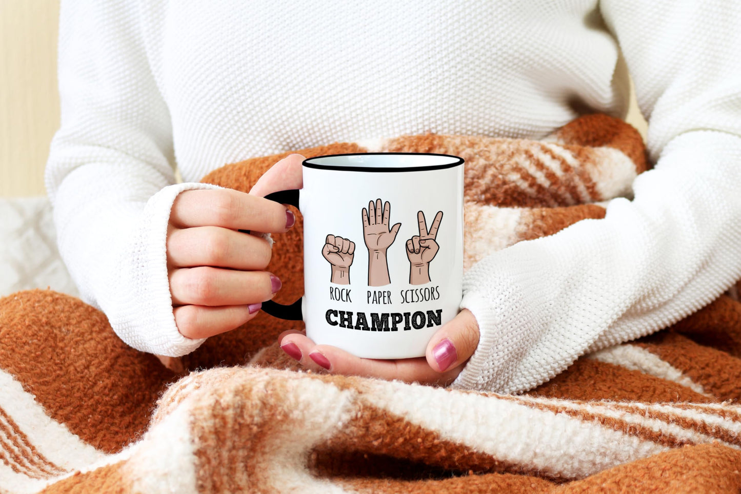 Casitika Rock Paper Scissors Champion 11 oz Mug. Funny Gift for Friends, Family, and Co-workers