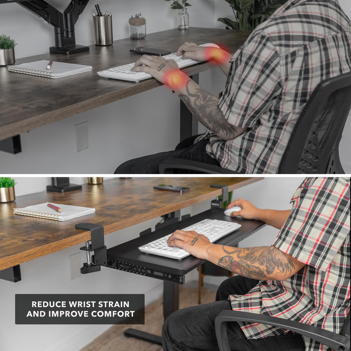 Mount-It! Under Desk Keyboard Tray, 30" Extra-Wide Clamp-On Slide-Out Drawer, Holds 11 lbs, Fits Desks up to 1.77" Thick, No-Drill C-Clamp Mount