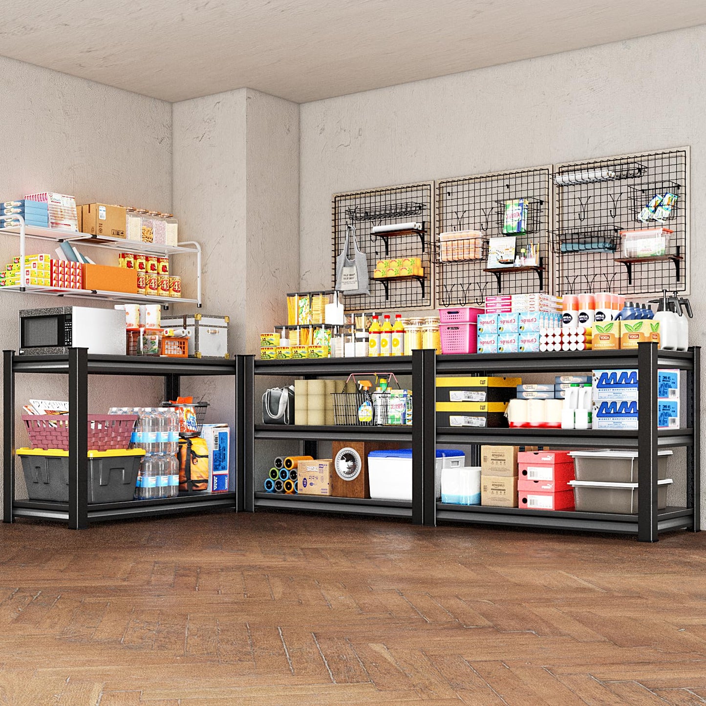 SDXYSTCE 3-Tier Garage Shelving Heavy Duty,48”W x 18”D x 39”H Metal Shelving Unit，1620 lbs Weight Capacity Adjustable Storage Shelves for Retiple Tanks, Pantry, Garage，Black
