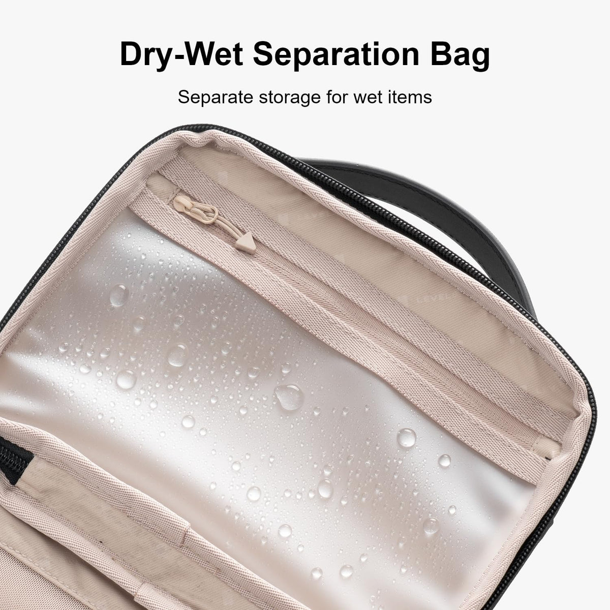 LEVEL8 Travel Toiletry Bag for Men Women, Water Repellent Shaving Bag for Toiletries Accessories, Storage Bags with Divider and Handle, Small/Black