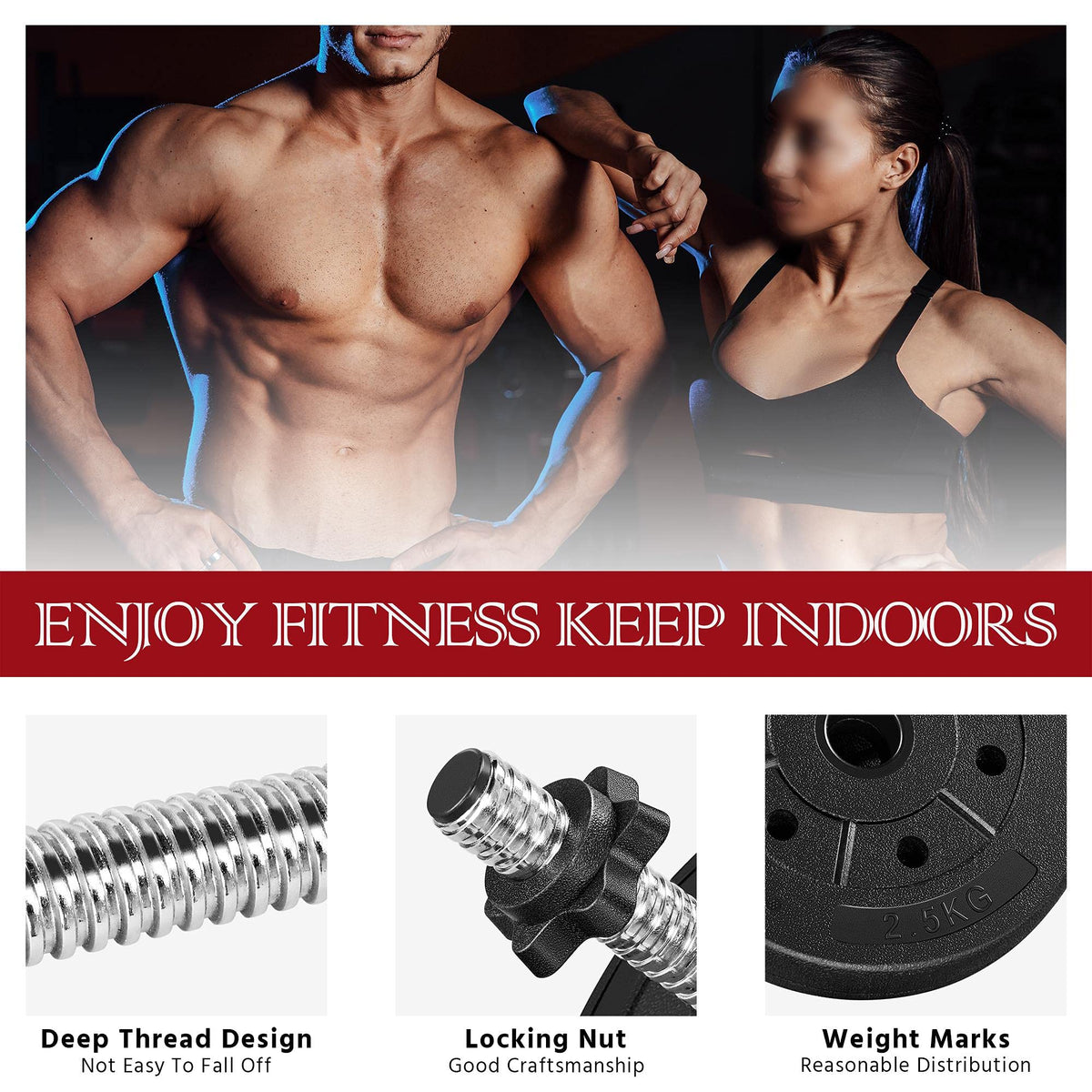 Yaheetech Adjustable Dumbbells Weight Set - 66LB Dumbbell Weights Exercise & Fitness Equipment w/ 4 Spinlock Collars & 2 Connector Options for Women & Men Gym Home Strength Bodybuilding Training