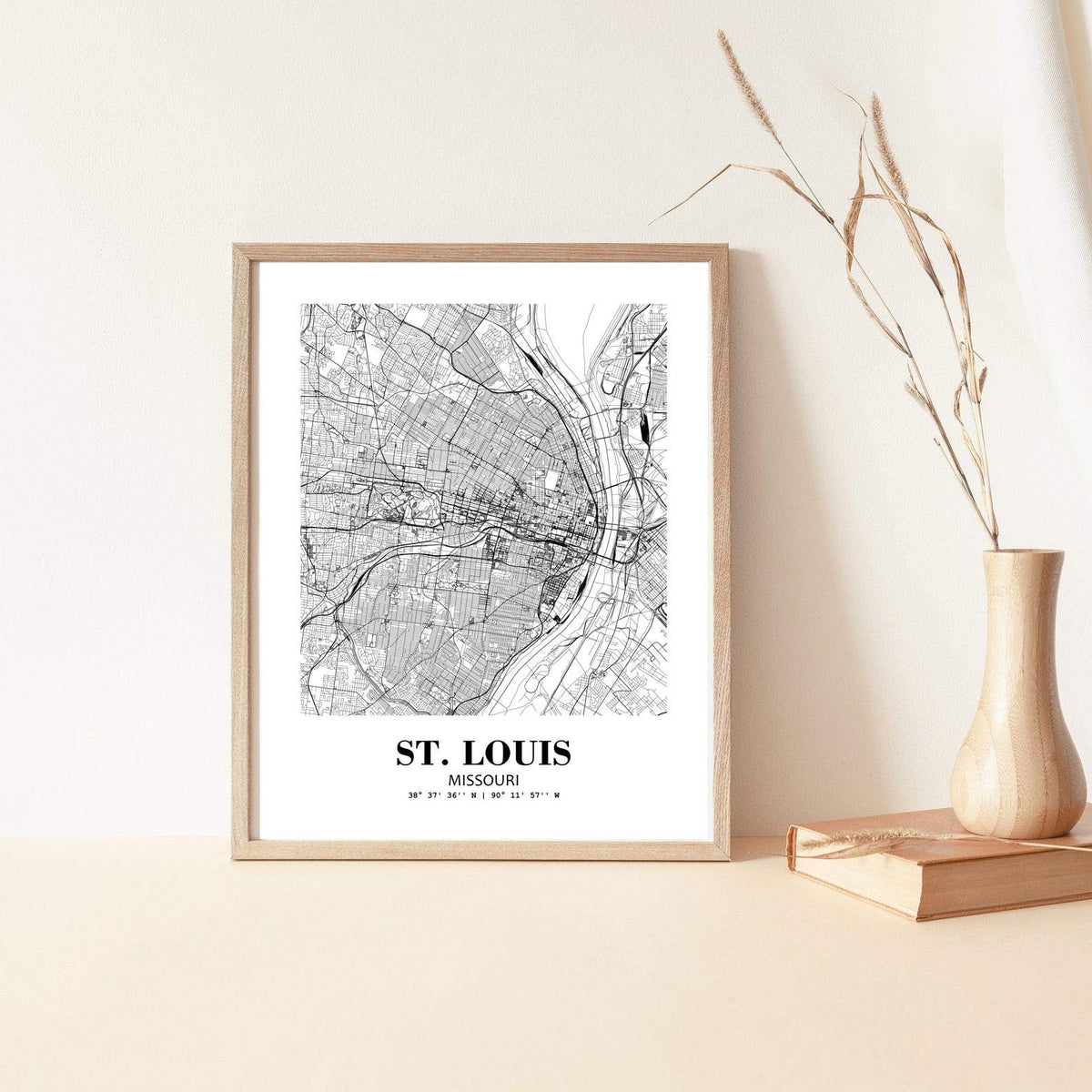 Eleville 8X10 Unframed St. Louis Missouri City View Abstract Road Modern Map Art Print Poster Wall Office Home Decor Minimalist Line Art Hometown Housewarming wgn498