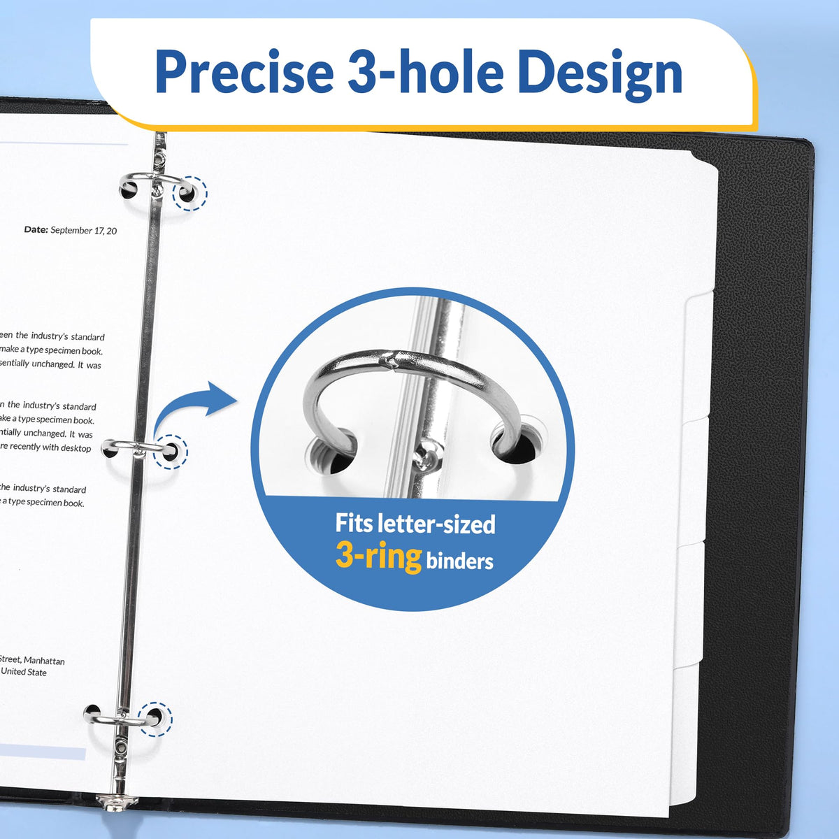 SUNEE Binder Dividers with Tabs for 3 Ring Binder, 8.5 x 11 Paper White Binder Dividers Blank with 5 Tabs, 20 Sets Page Dividers for School, Office and Home, 100 Dividers