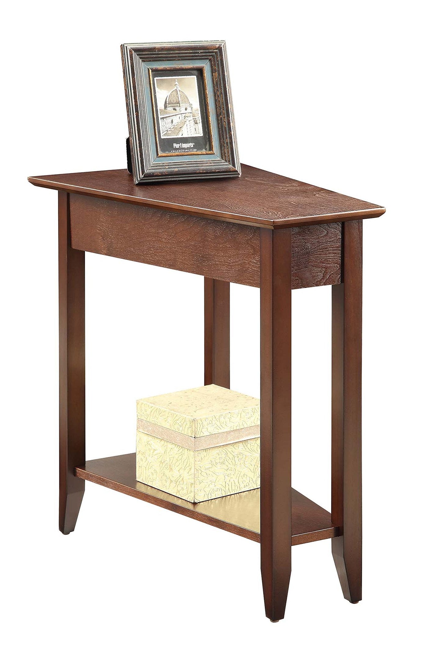 Convenience Concepts American Heritage Wedge End Table 24" - Classic Living Room Table with Storage Shelf, Side Table for Family Room, Bedside Table, Espresso