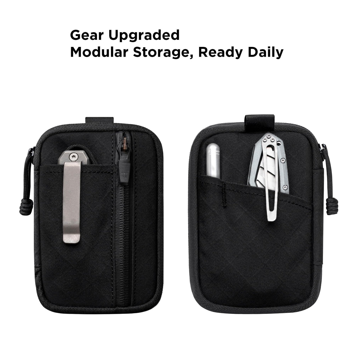 ALPAKA HUB Pouch Pro EDC Organizer - Small Tool Pouch for Electronics, Cables with YKK Zipper, Daily Use and Travel - Black Axogrid 300D Weatherproof UV Resistant Fabric