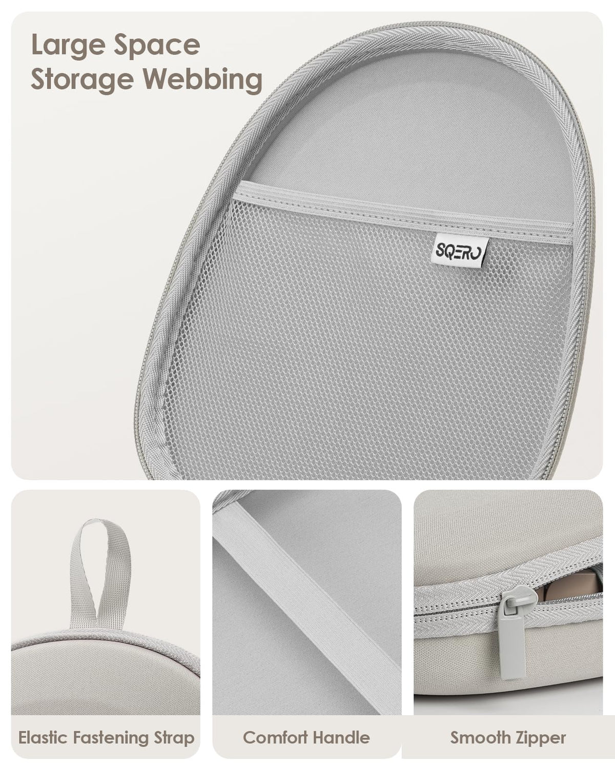 Headphone Case Hard Shell Super-Slim for Sony/JBL/Bose/Soundcore Anker/BERIBES KVIDIO TOZO JLab Over-Ear Headphones Universal Portable Travel Organizer Bag (Beige)