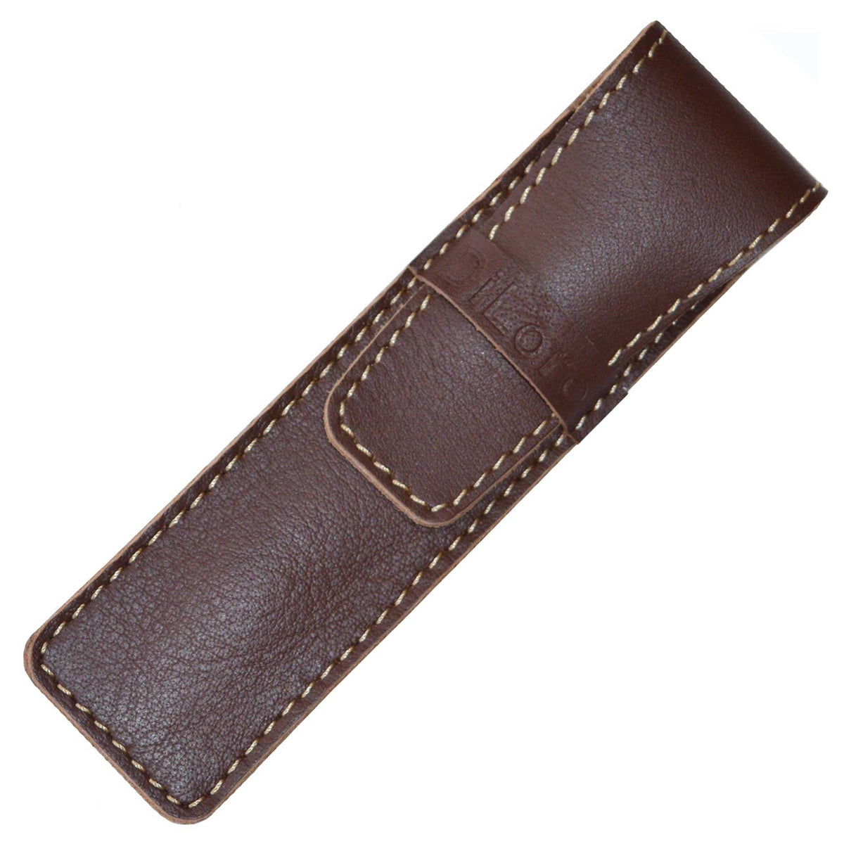 DiLoro Full Grain Thick Genuine Single Leather Pen Case Holder Pouch Pen Protector Pencil pencase (Buffalo Brown)