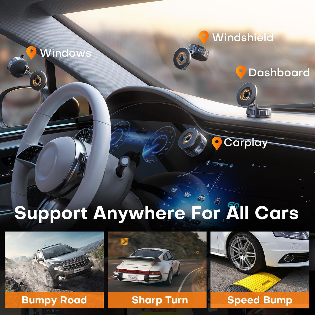 Magnetic Phone Holder for Car [98+ LB Strongest Suction & 2800gf Strongest Magnetic] 360° Adjustable Car Phone Holder for Magsafe Phone Holders for Your Car for iPhone 17 Pro Max 16 15 14 13 12 Plus