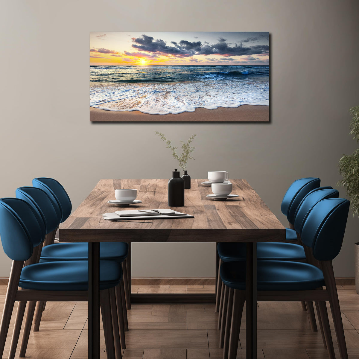 MDHKVPM Beach Prints Wall Decor for Bedroom Sunset Pictures for Living Room Ocean Canvas Wall Art for Office Ready to Hang 24 x 48 Inch