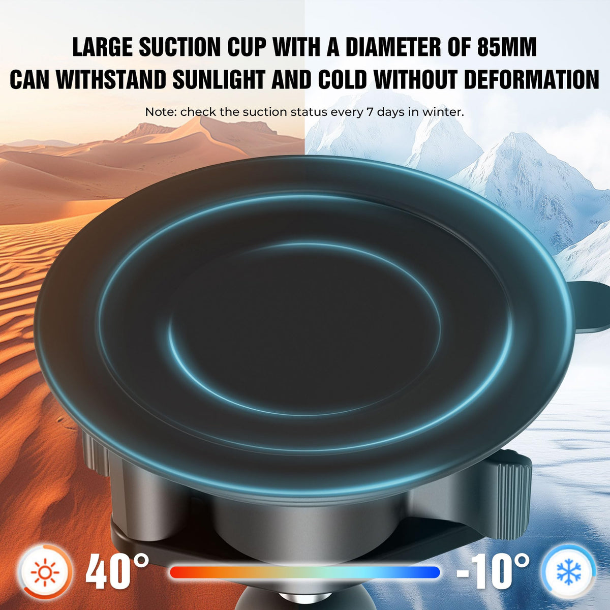 KAPARNER Universal Car Phone Mount, with 25mm Ball Magic Arm and 360° Rotation Phone Holder, Suction Cup Windshield & Dashboard Mount, for iPhone/Samsung/Android, Fits Phone Width 2.56-3.74"(KPS-10)