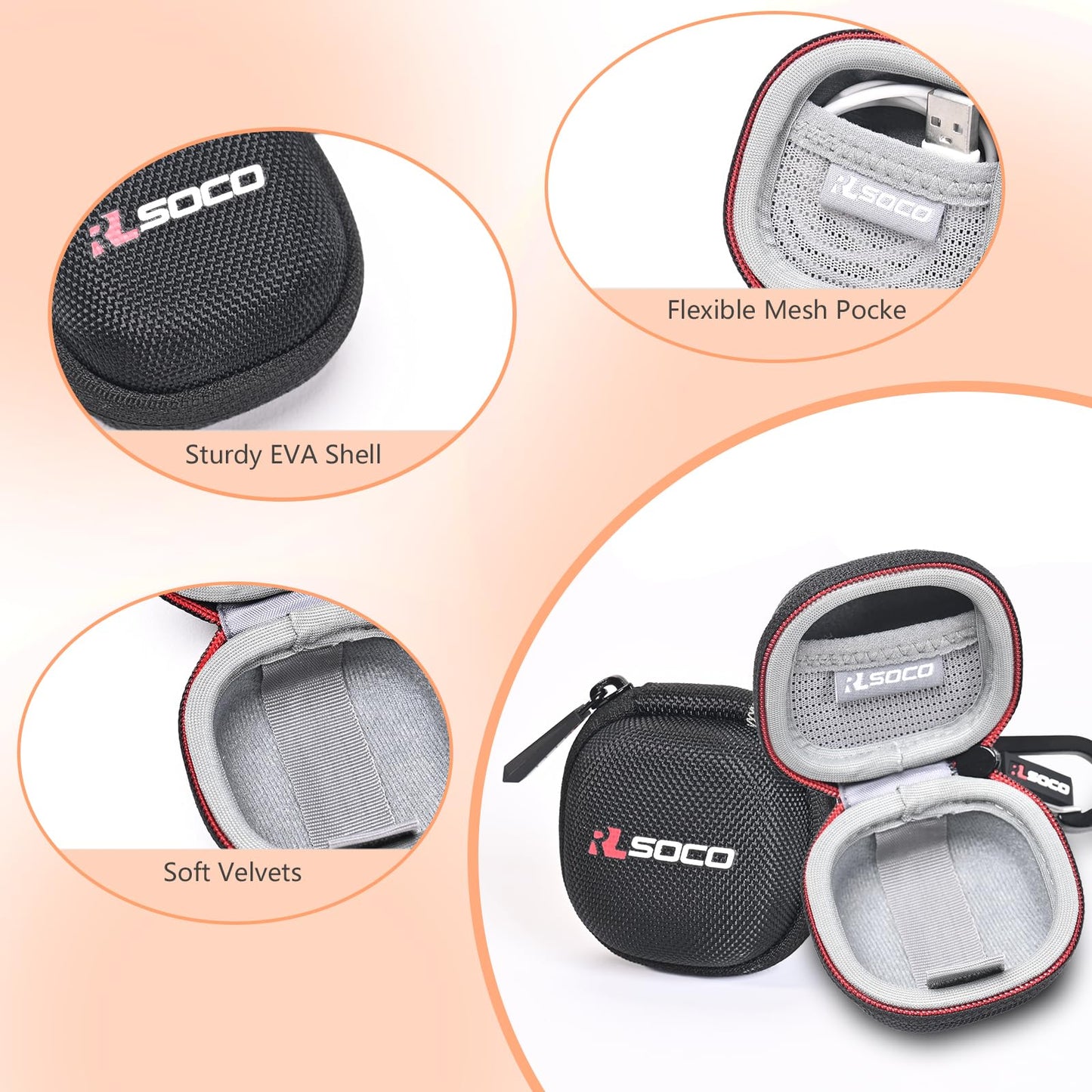 RLSOCO Hard Case for Huawei FreeBuds SE 2/SE 3 Wireless Earbuds - Black | Shockproof, Dustproof, Water-Resistant Storage Pouch, with Sturdy Metal Hook (Case Only)