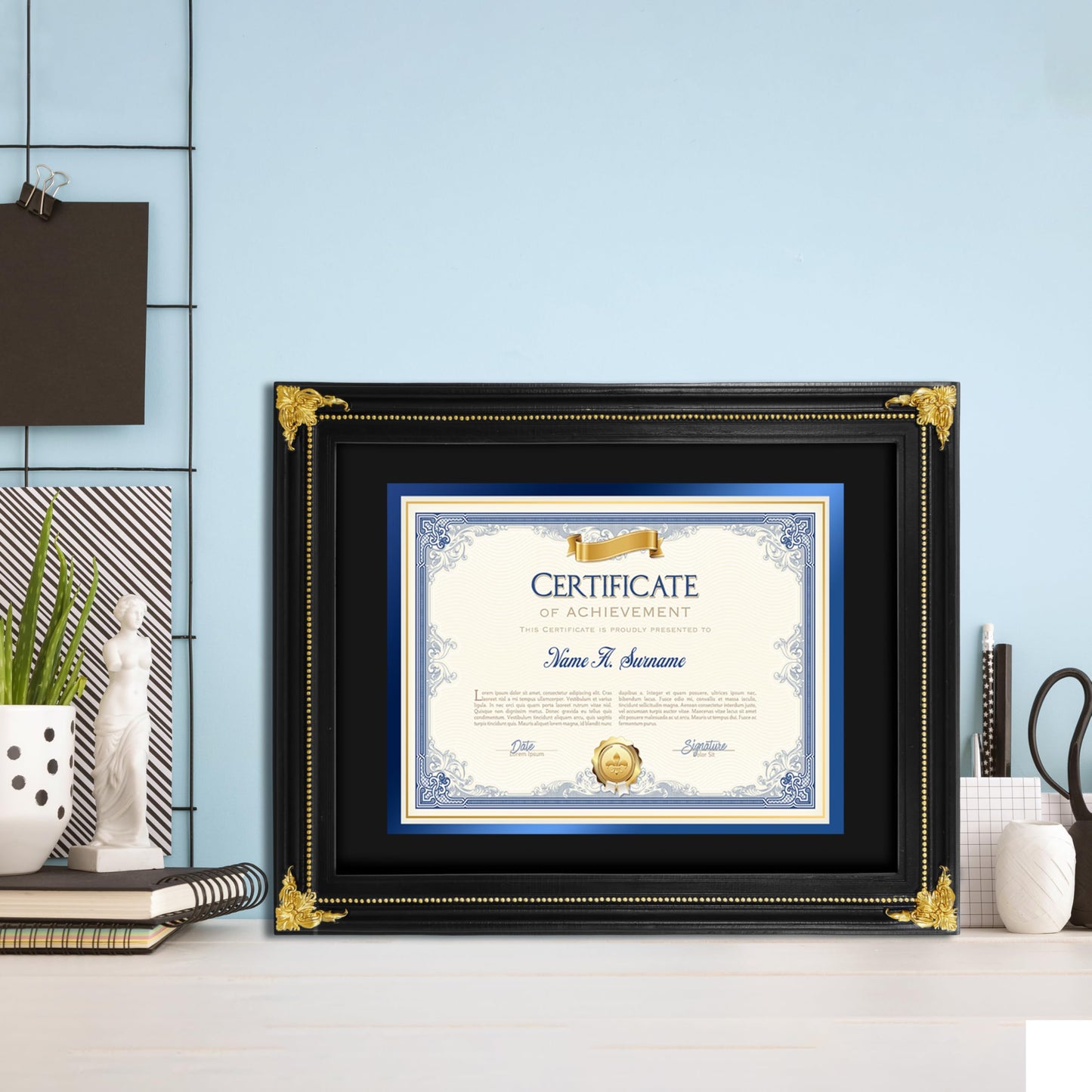 SIMON'S SHOP Diploma Frames 11x14 Matted to 8.5x11 Picture, Black Picture Frames 11 x 14 with Mat for 8.5 by 11 Certificates Documents