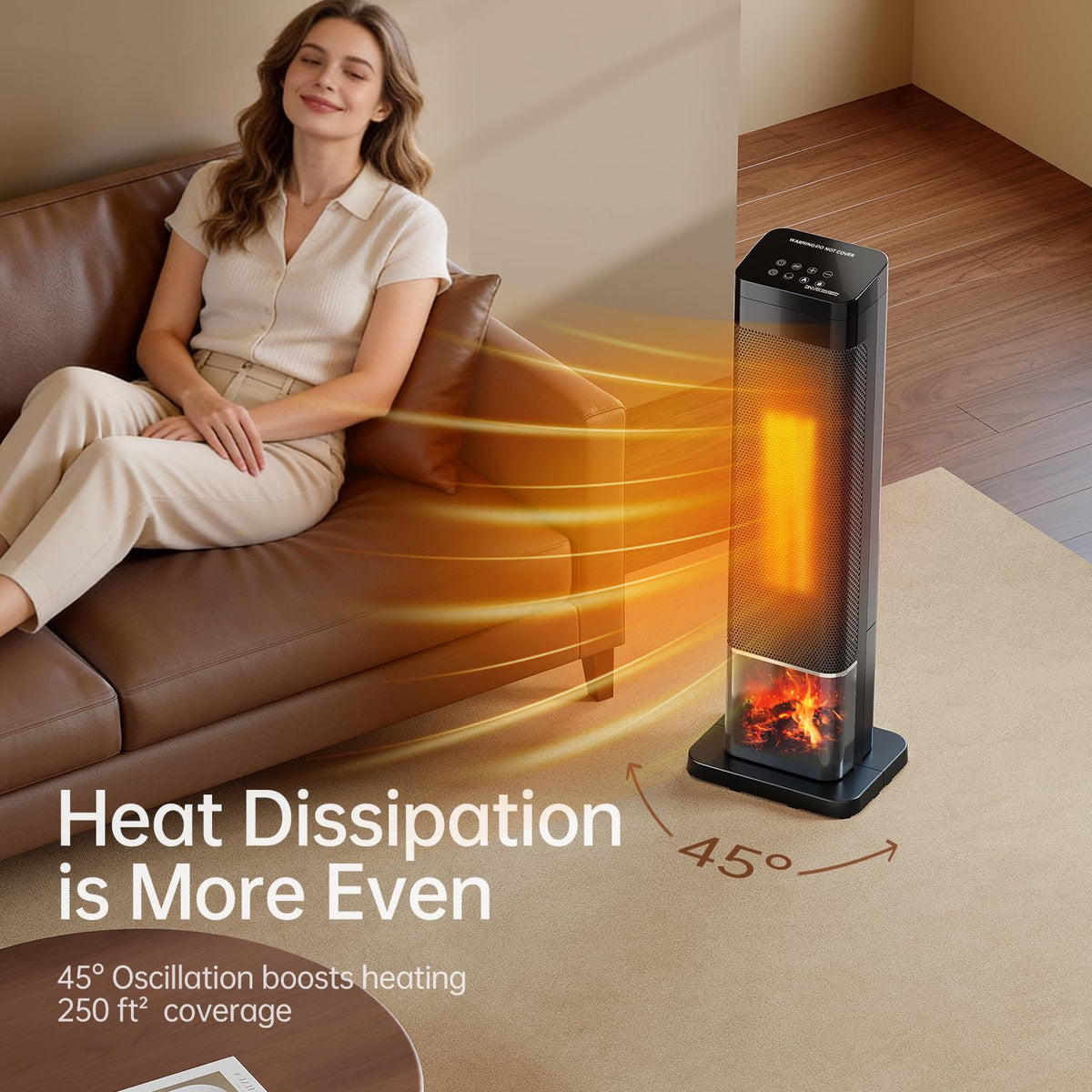 HALMUN Space Heater, 1500W PTC Ceramic Heaters for Indoor Use with Remote, 24H Timer, Oscillation, Tip-Over and Overheat Protection, Fast Safety Heat for Home Office- Upgraded