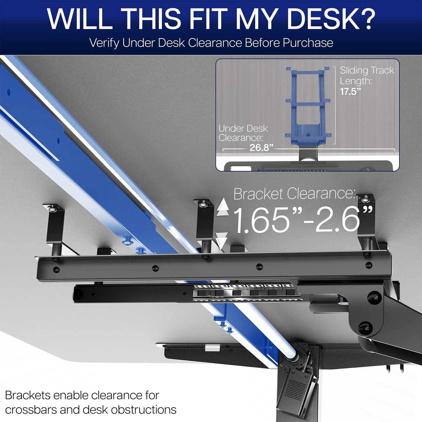 VIVO Premium Adjustable 27 x 11 inch Computer Keyboard and Mouse Platform Tray, Ergonomic Under Table Desk Mount Drawer with Padding, Black, MOUNT-KB27P-B