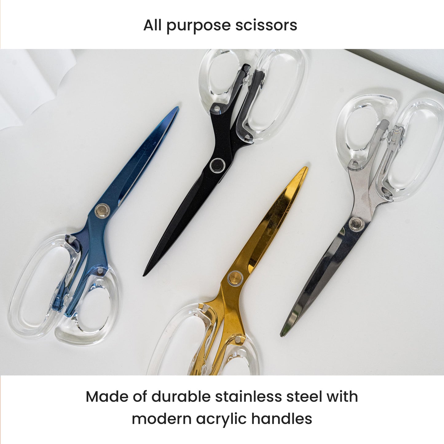 OfficeGoods 9” Stainless Steel Acrylic Scissors for Office and Home - Aesthetic and Sharp All Purpose Scissors, Perfect for Sewing, Arts and Crafts - Gold