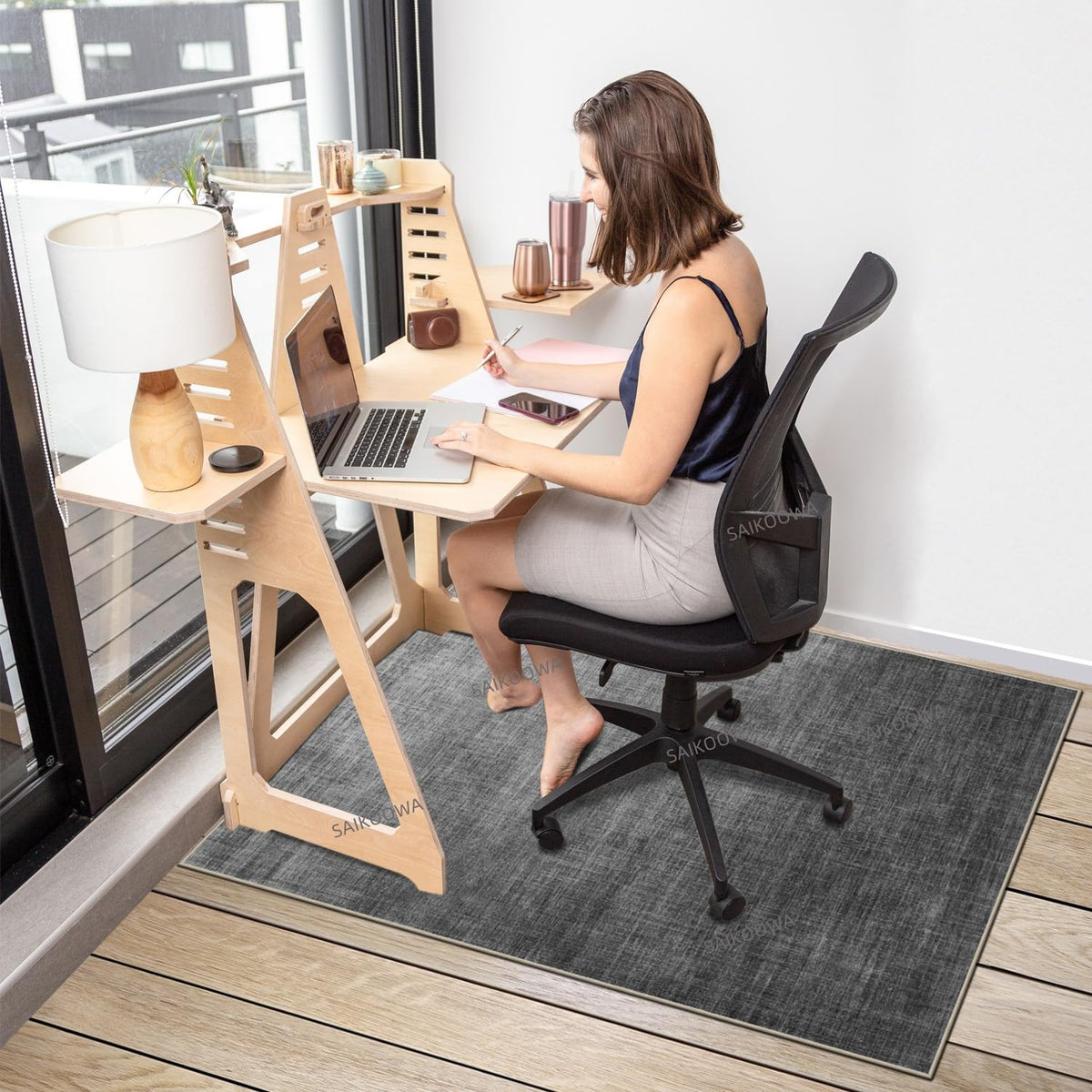 Chair Mat for Hardwood Floor,48"*36" Under Desk Mat for Rolling Computer Chair &Low Pile Carpet Floor,Anti-Slip Floor Protector for Home Office Light Gray