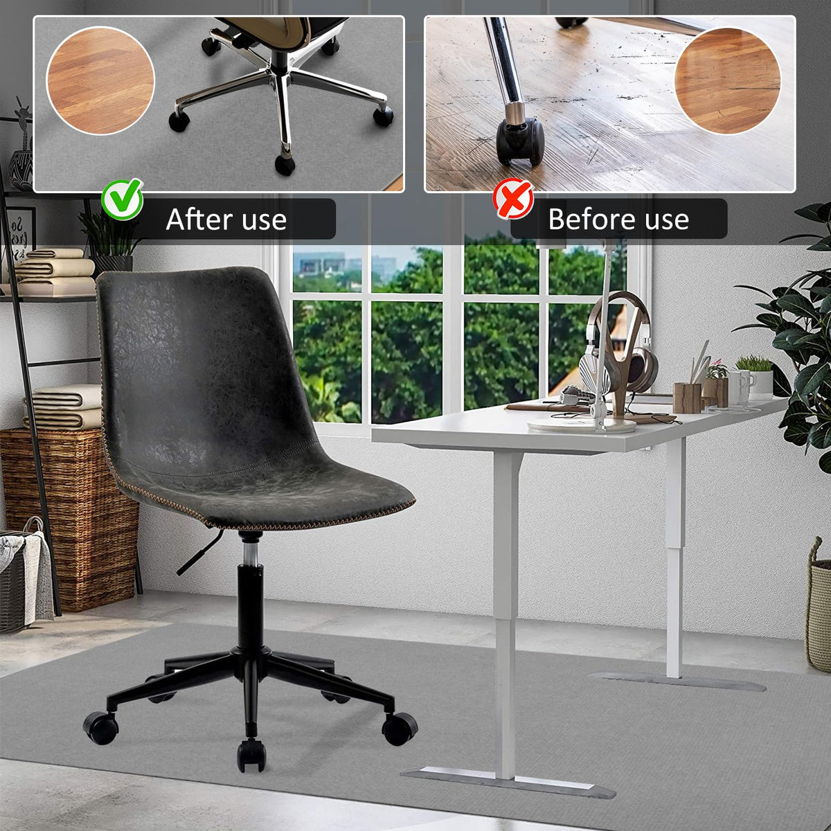 Office Chair Mat for Hardwood Floor & Tile Desk Mat for Rolling Chairs Protect Hardfloor Desk Area Rug for Workstations, Durable Chair Mat for Home and Office Use (Light Grey, 36X55 in)