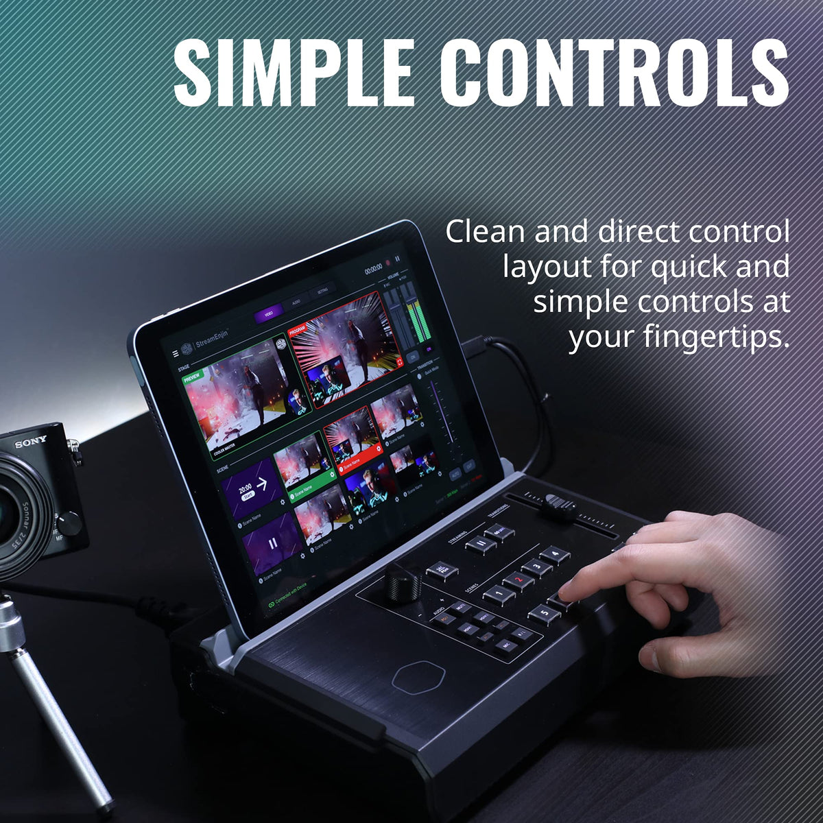 Cooler Master StreamEnjin Livestream Mixer, All-in-One Integration, 8 Customizable Storyboard, Dual Professional CDN Destinations, iPad/Android Tablet App (Tablet not Included) (RM-SEN1-H2H3-R1)
