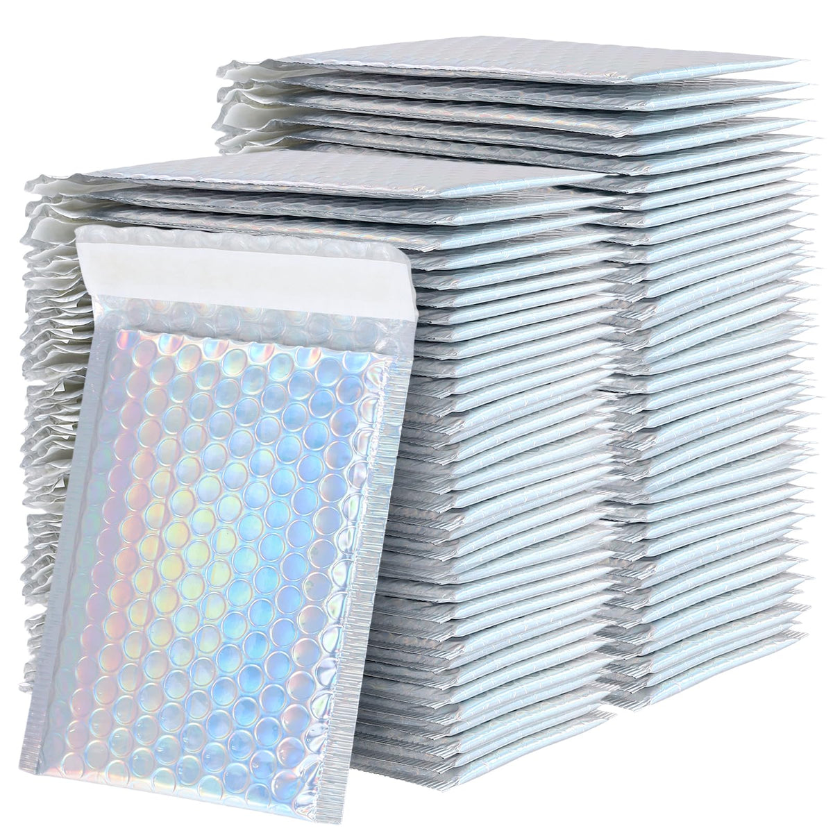ZOENHOU 100 Pack 5x6 Inch Bubble Mailers Bulk, Bubble Mailer Poly Bags Padded Packaging Envelopes Silver Self Seal Envelope Mailers Waterproof Shockproof Foam Bag