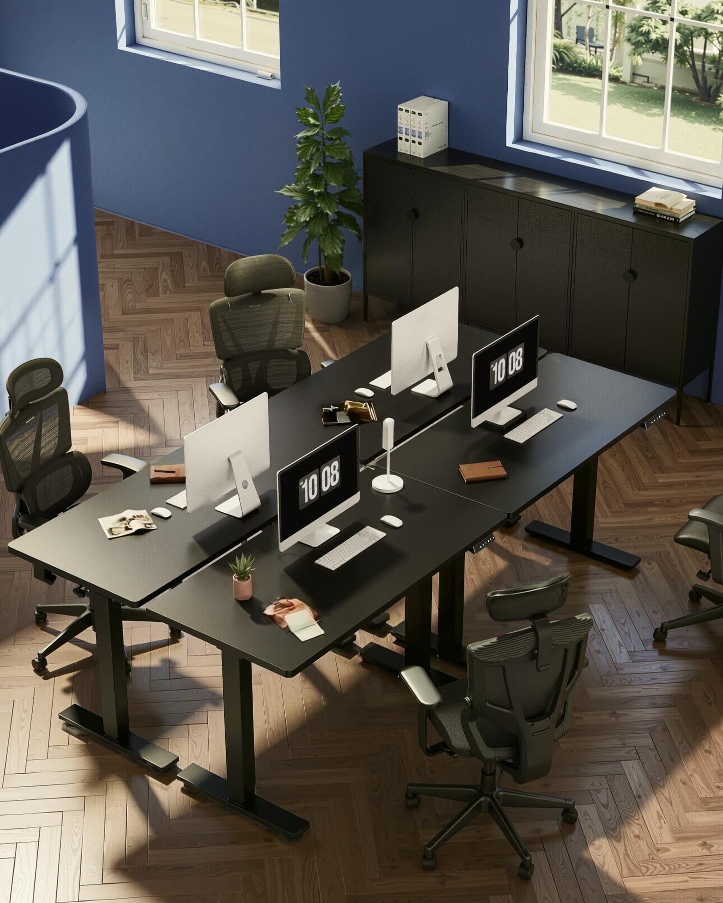 FLEXISPOT EN1 One-Piece Standing Desk, Electric Adjustable with 4 Memory Presets, 176 LBS Capacity, Stable & Quiet, Seamless Desktop for Home Office & Dual Monitors, 48"x24" Black