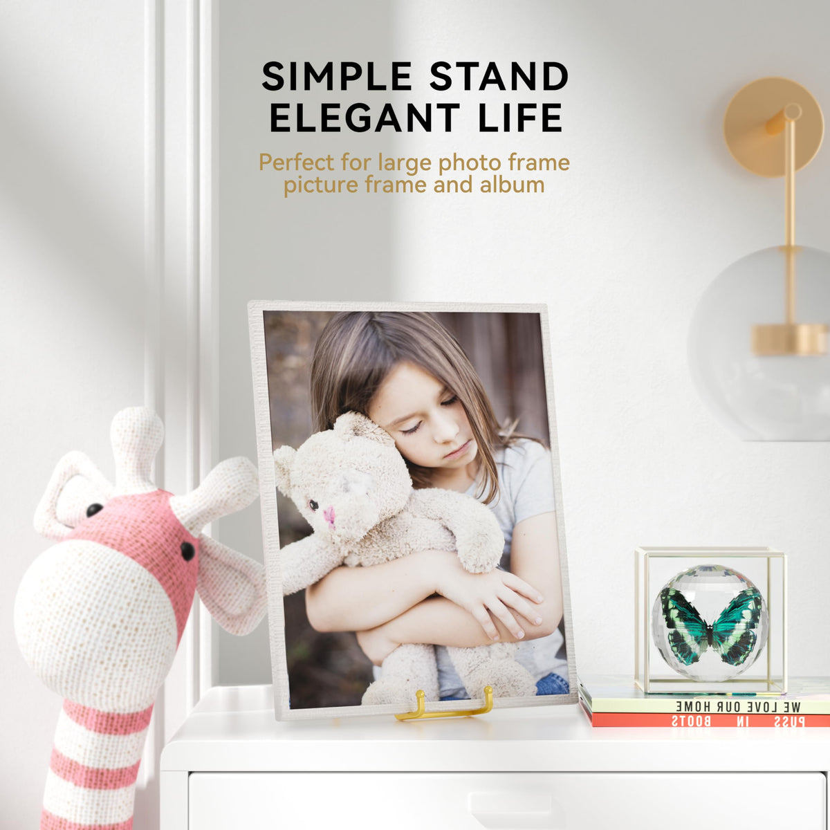 IPAME Plate Stands for Display 12 Inch Heavy Duty - Metal Picture Frame Easel Stands for Large Plates, Books, Platters, Plaques, Decor (Gold 2 Pack)