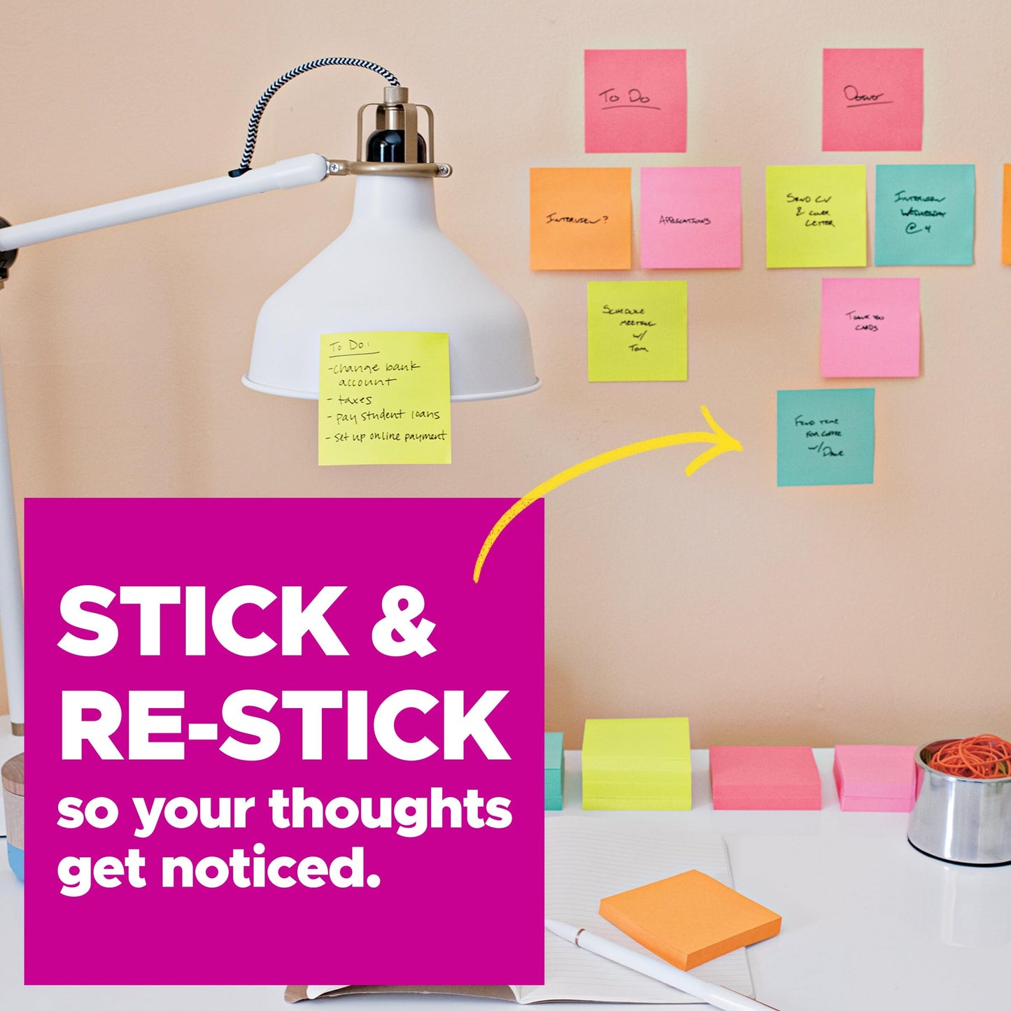 Post-it Super Sticky Notes, 18 Sticky Note Pads, 1 7/8 x 1 7/8 in., School Supplies, Office Products, Sticky Notes for Vertical Surfaces, Monitors, Walls and Windows, Energy Boost Collection