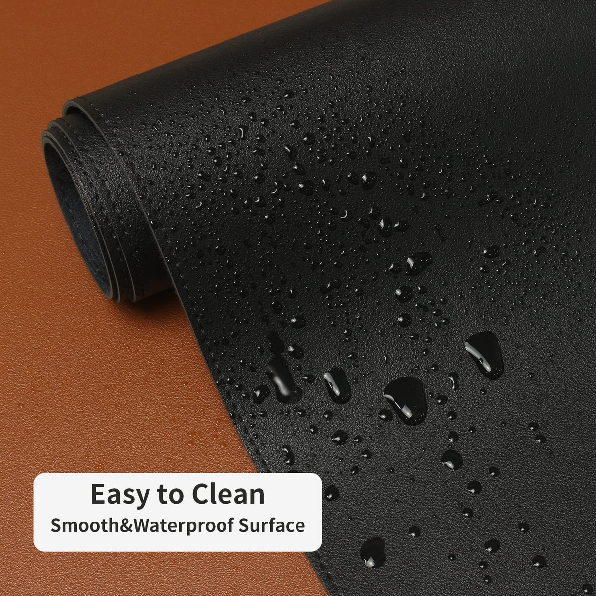 Leather Desk Pad,Wolaile 36x17 inch Large Mouse Pad,Waterproof Non-Slip Writing Desk Blotter,Computer Mat Desktop Protector for Office Home,Black