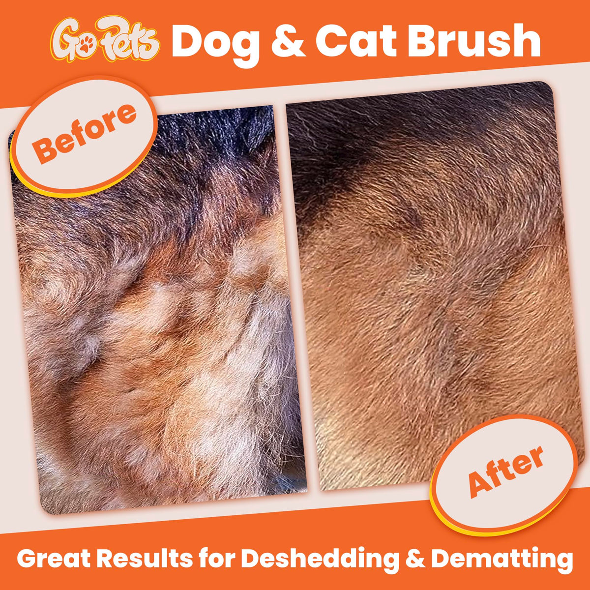 GoPets Pet Grooming Kit Bundle With 2 Sided Dematting Comb and Deshedding Rake + Double Sided Pin Brush and Bristle Brush for Dogs and Cats