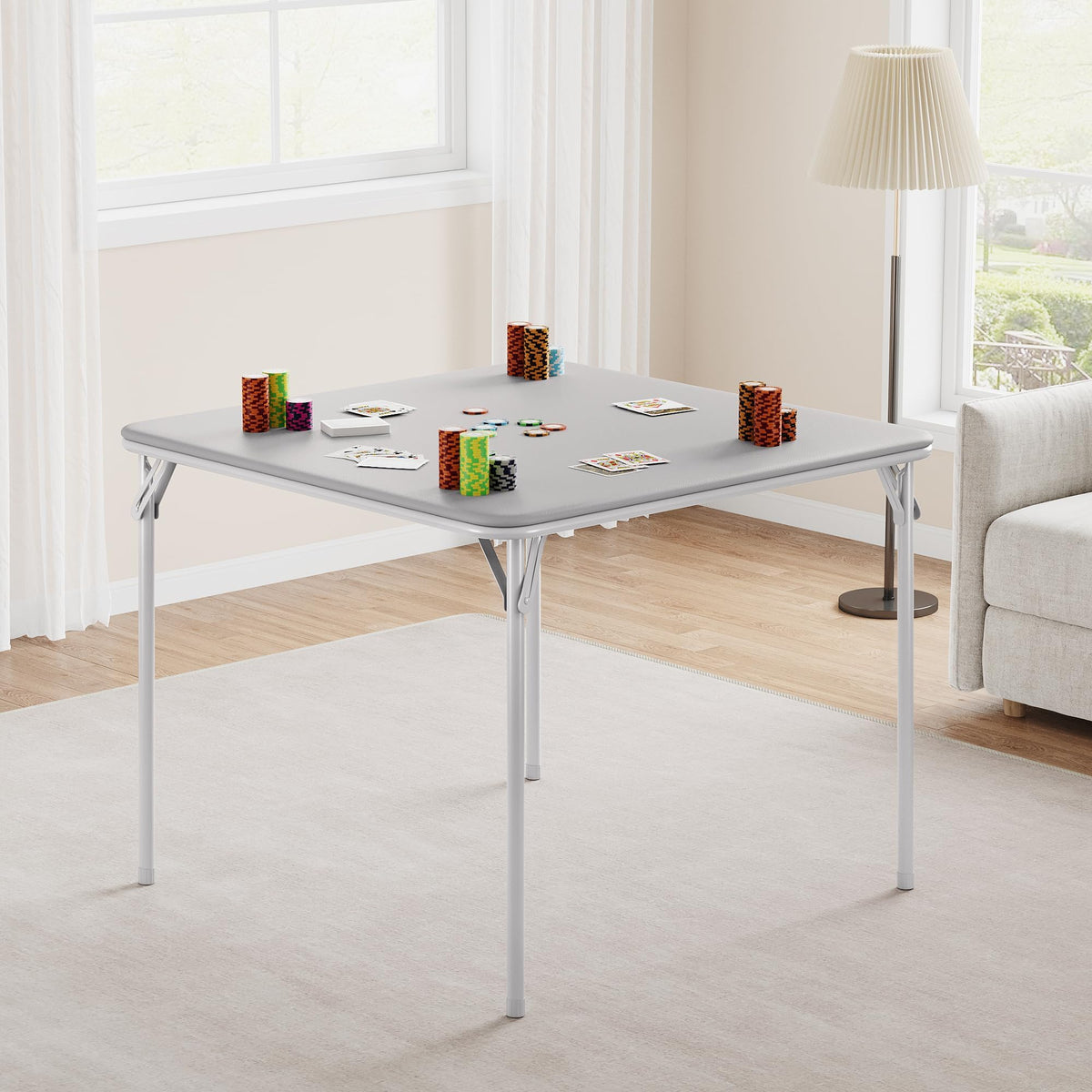 GarveeHome 33.6 in Folding Card Table, Portable Square Folding Table with PU Leather Soft Cushion, Foldable Table Suitable for Dining Room, Living Room, Office, Camping