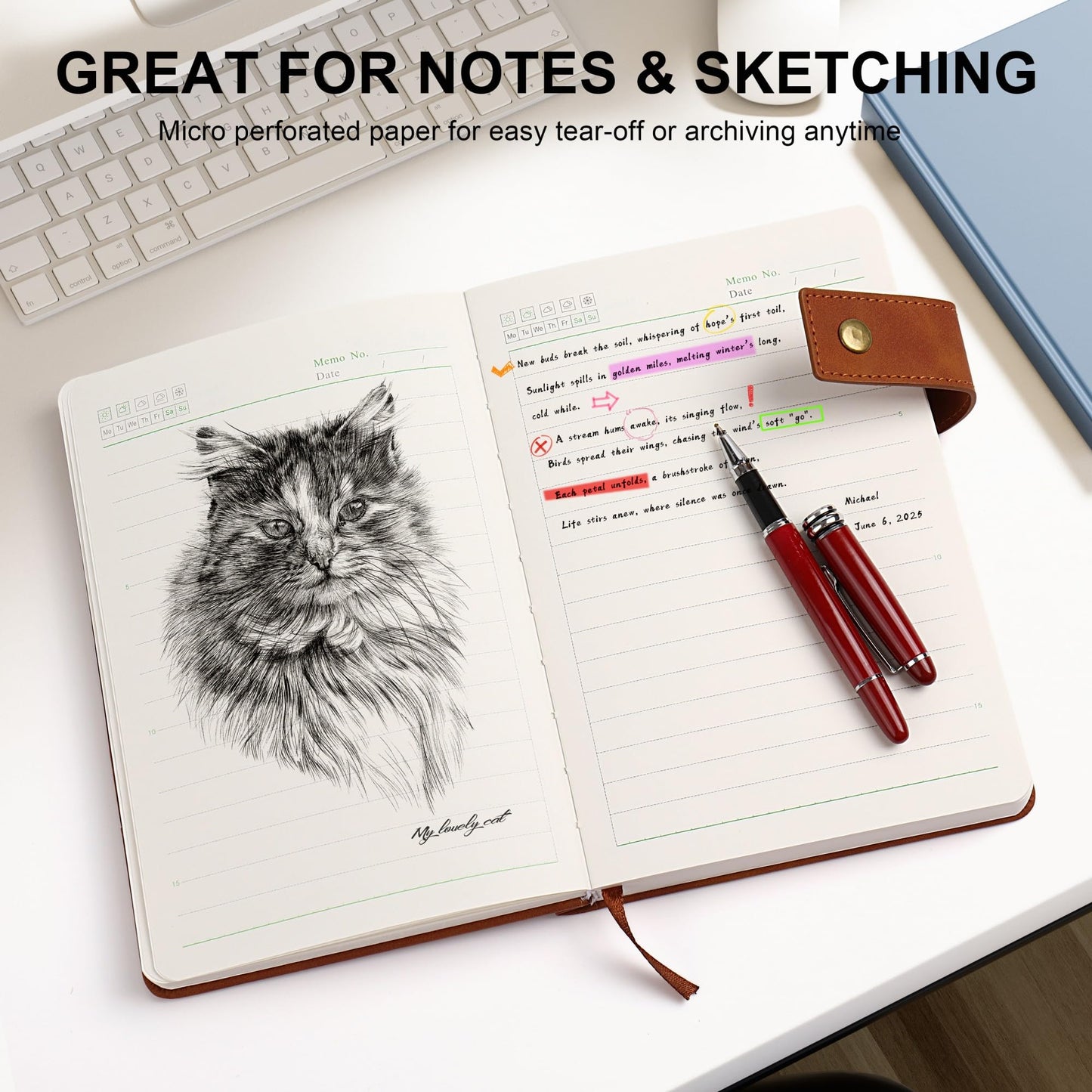 Lined Journal Notebook for women men,368 Pages Hardcover Leather Journals for Writing, A5 Journaling Notebooks,Daily Journals Notebook for Work Note Taking,Travel,Business,School , 5.7"×8.3" (Brown)