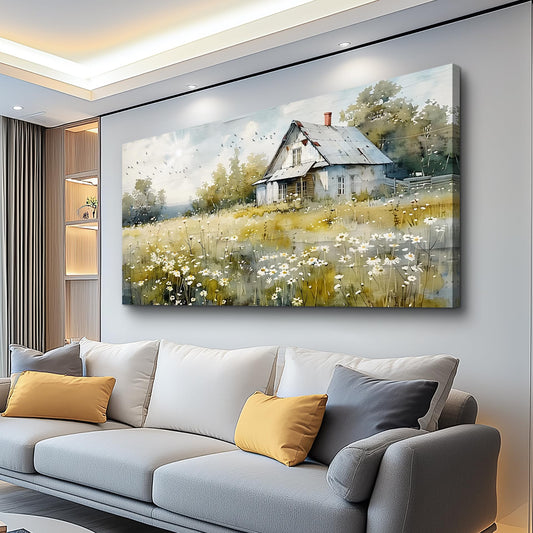 FUHAIHUA Canvas Wall Art For Living Room Large Wall Decor For Office Bedroom Wall Decoration Rural Landscape Paintings Farmhouse Watercolor Pictures Artwork Hotel Room Aesthetic Home Decor 24x48 In