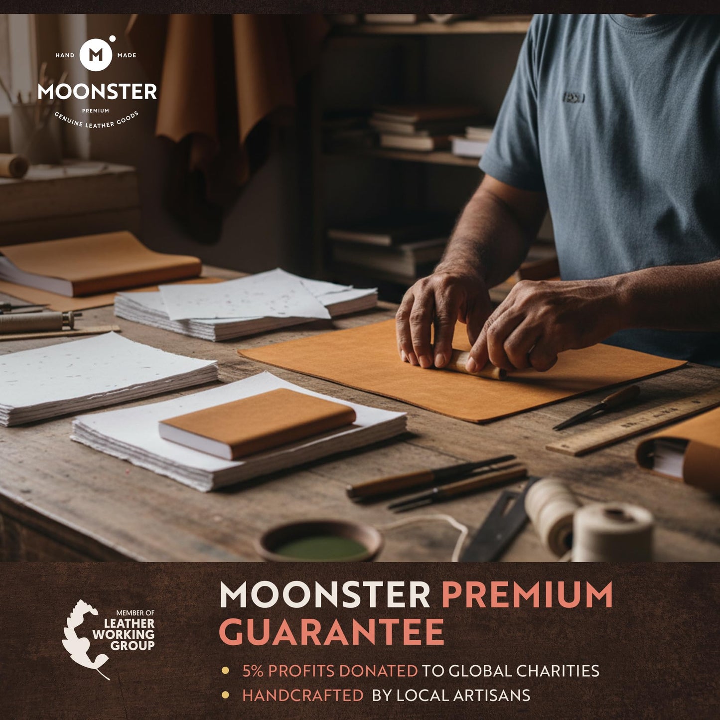 moonster A5 Refill Paper Lined, 320 Pages – A5 Paper Inserts (8.3x5.9 in) for Refillable Leather Notebooks – 70gsm Smooth Writing Journal Refill Page with Bookmark