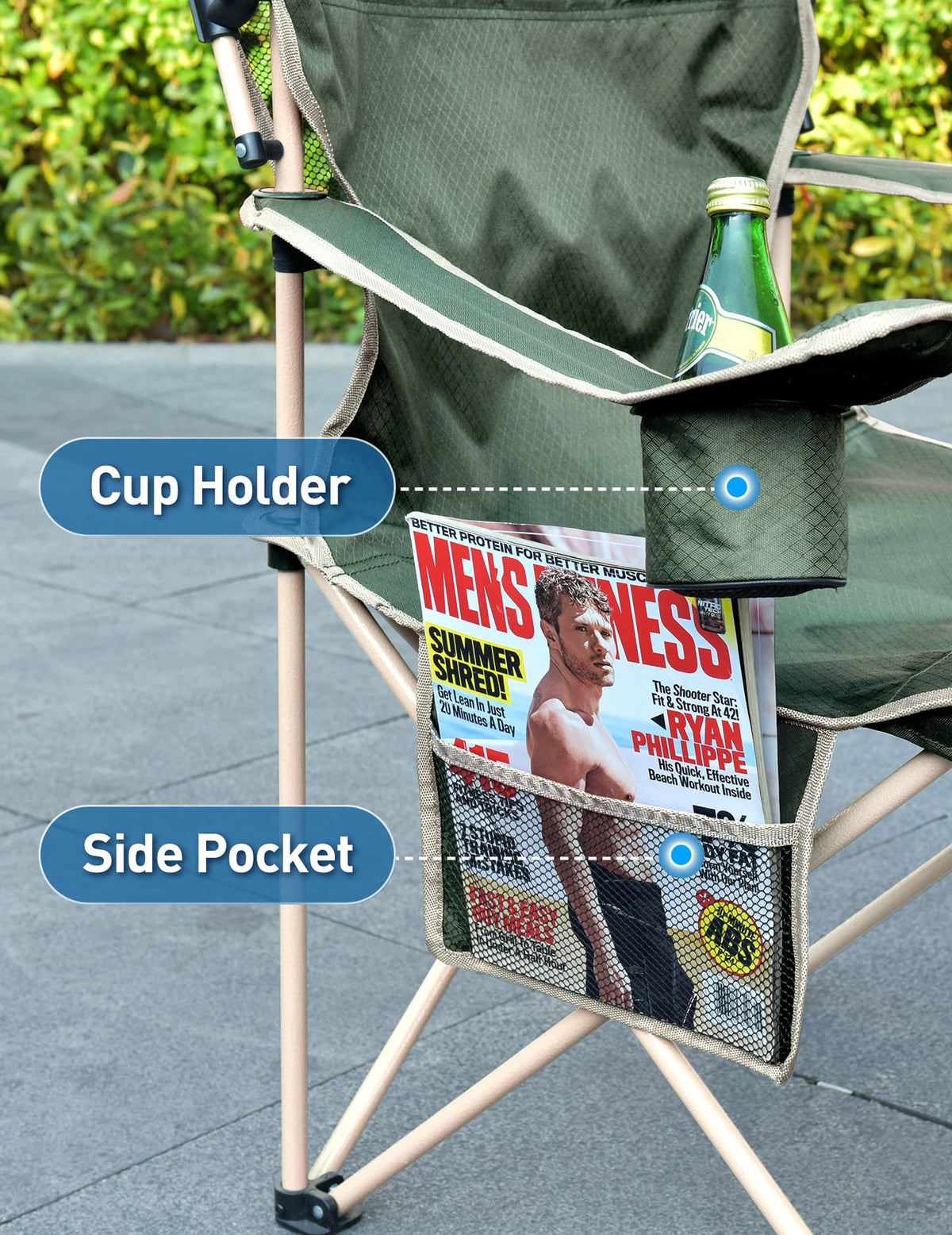 Docusvect Folding Camping Chair with Shade Canopy for Adults, Canopy Chair for Outdoors Sports with Cup Holder, Side Pocket for Camp, Beach, Tailgates, Fishing - Support 330 LBS