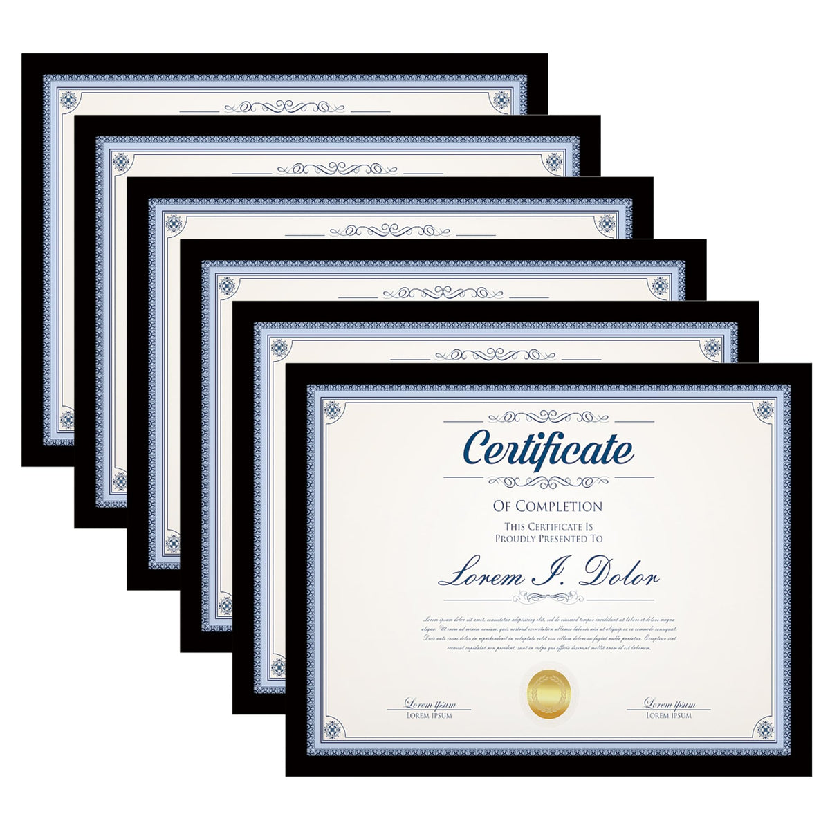 Hongkee 8.5x11 Picture Frame Set of 6,Black 8.5x11 Photo Frames Bulk for Document Certificate Award Diploma, Wall Hanging or Tabletop Display
