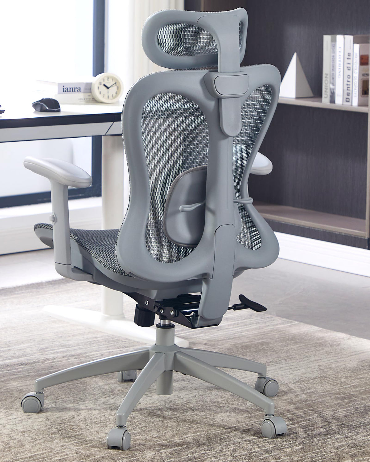 amseatec Ergonomic Office Desk Chair, Comfortable Computer Gaming Chair, Breathable Mesh Back & Seat, Adjustable Armrest & Headrest, Lumbar Support, Butterfly Design for Home Office, Gray