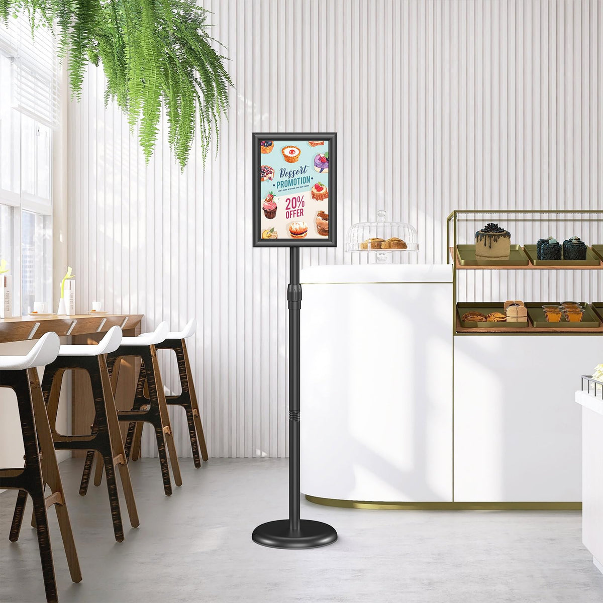 Relx Sign Holder Stand 8.5x11 inch - Adjustable Floor Standing Sign Holder - Signage Stand with Snap-Open Frame Display for Malls,Schools,Restaurants