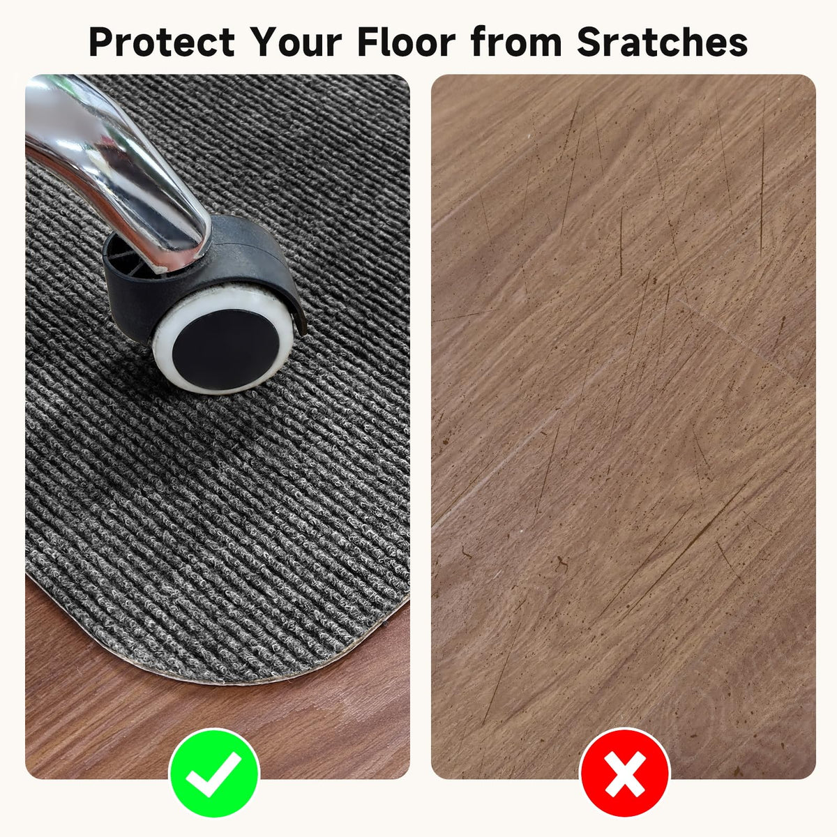 SHAREWIN Office Chair Mats for Hardwood Floor, Dark Gray 47"x36" Computer Chair Rug, Under Desk Mat, Large Anti-Slip Floor Protector for Home, Office, Study
