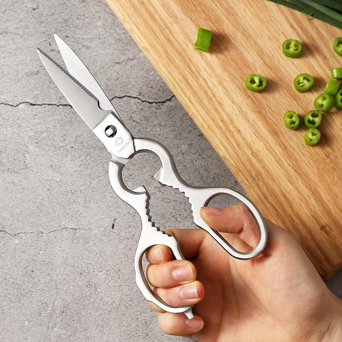 Sunnecko Heavy Duty Kitchen Scissors - Stainless Steel Kitchen Shears, Ultra Sharp Micro Serrated Poultry Shears, Cooking Scissors for Meat, Dishwasher Safe