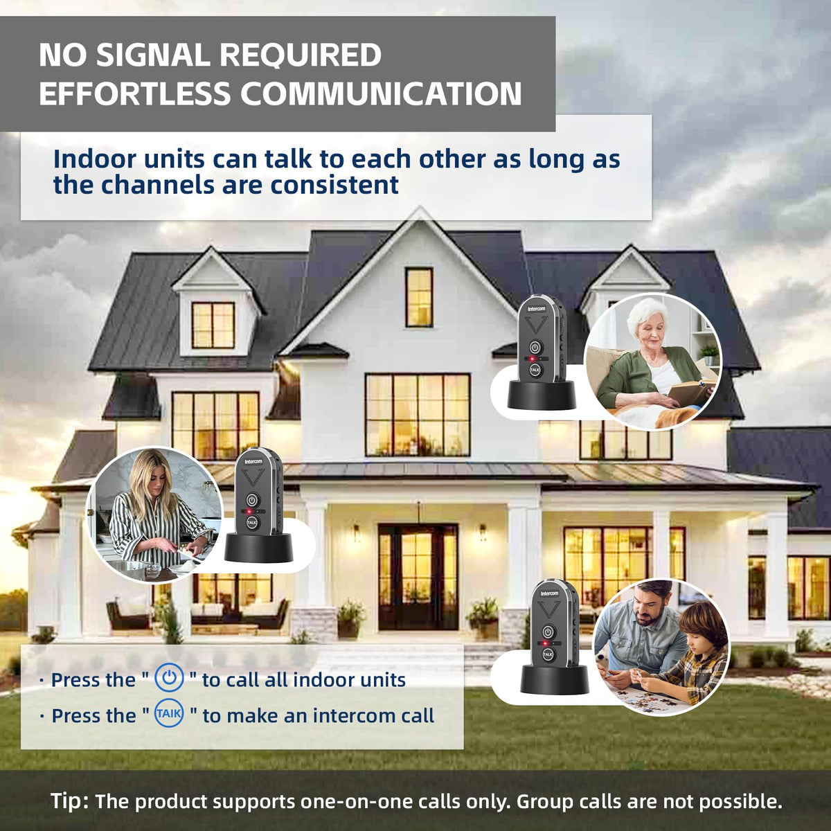 PANDAAR Doorbell Wireless for Home, Wireless Intercom System 4900ft Long Range,Two Way Intercom Doorbell with 3 Volume Levels,20 Ringtones,Intercoms for Home Classroom Business,2 Pack