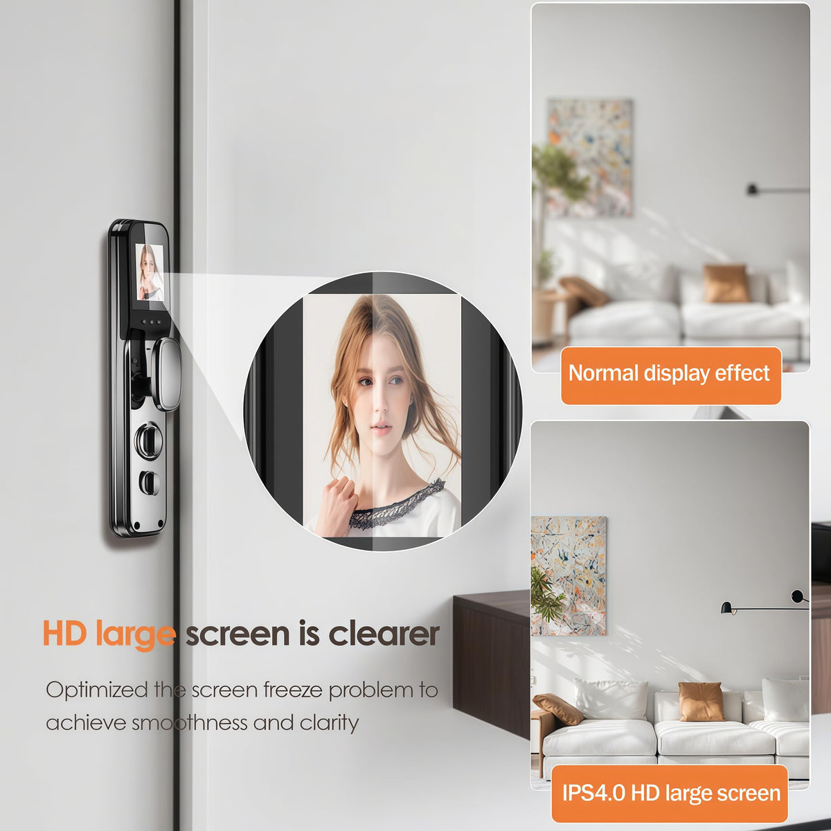 Gooway 3D Face Recognition Smart Lock with Camera & Handle, Palm Vein Keyless Entry, Video Doorbell, 8-in-1 Unlock, 4" HD Screen, 2-Way Talk, Tuya App, IP67 Waterproof, Door Lock for Front Door.