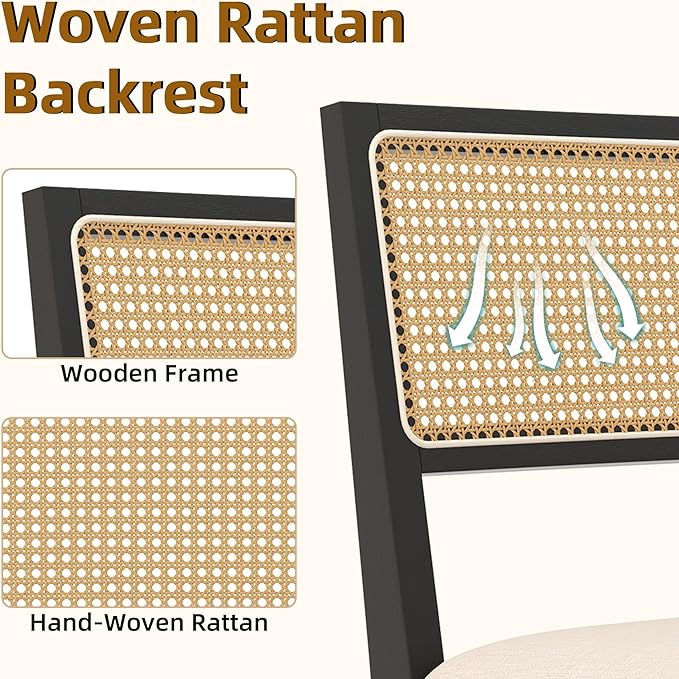 Westice Rattan Dining Chairs Set of 6, Farmhouse Natural Dining Room Chairs