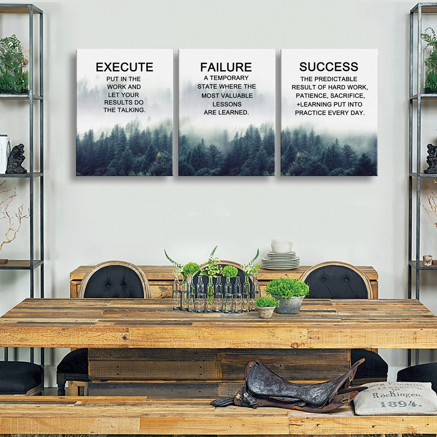 Ploceiny motivational posters for Classroom & Office wall Decor Success canvas Set of 3 wall art Prints Execute Failure Success Inspirational Prints Motivational Wall Decor for home decor A-273