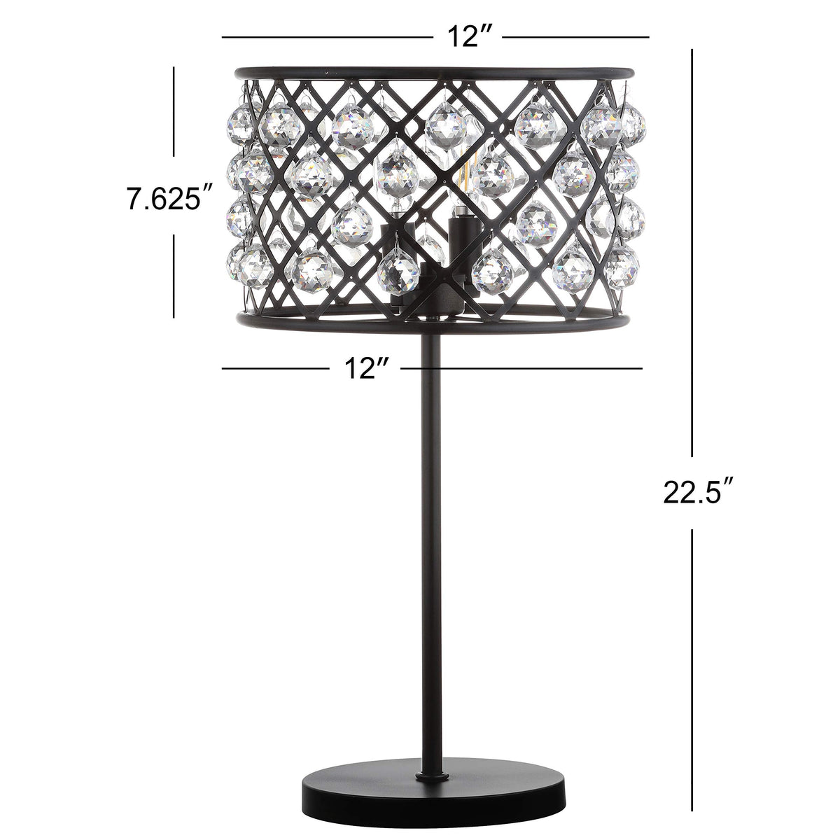 JONATHAN Y 22.5" Oil Rubbed Bronze 2-Light Crystal and Iron Table Lamp, Modern Glam Bedside Nightstand Lamp with Clear Crystal Spheres, UL Listed, LED Bulbs Included JYL9022A