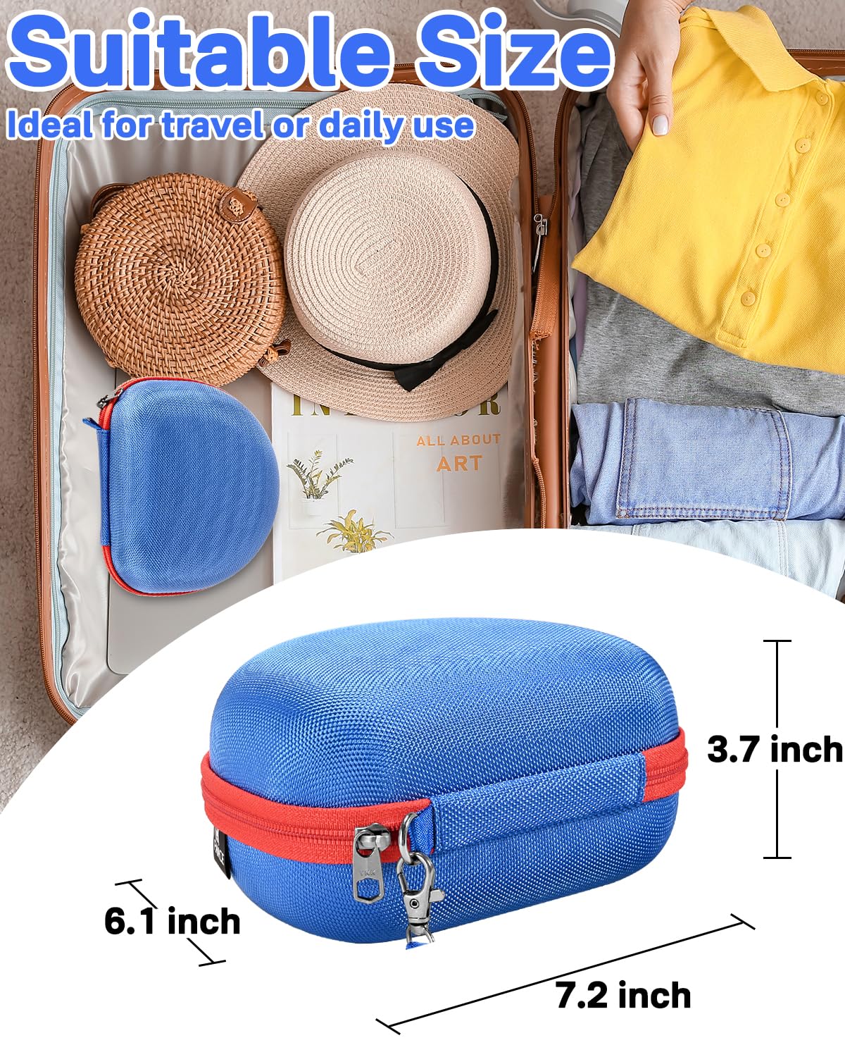 RAIACE Hard Travel Storage Case Compatible with iClever BTH12 / BTH26 / IMYB/JoySpark-T5 / Candy Bila BH03 Headphones, Protective Carrying Bag. (case only) - Dark Blue