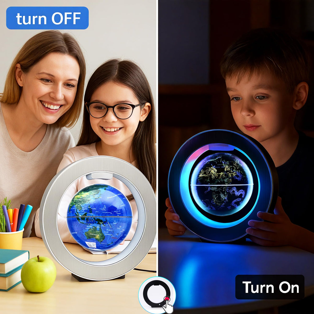 Magnetic Levitation Floating Globe 4" Constellation Geography LED Lights Rotating for Kids,Cool Office Desk Unique Men Gift Ideas or Birthday Tech Present Gadgets for Teenage Boys