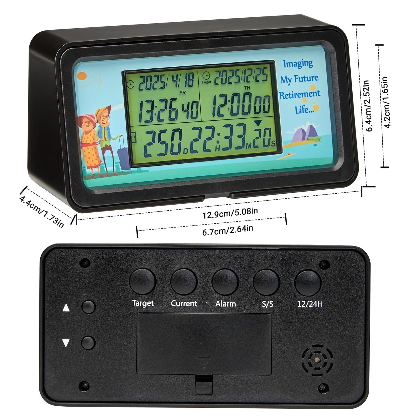 AIMILAR 1999 Days Countdown Timer - Digital Countdown Clock for Retirement & Events with Backlight, Alarm Functuon, Dual Time Display, Customizable Cards