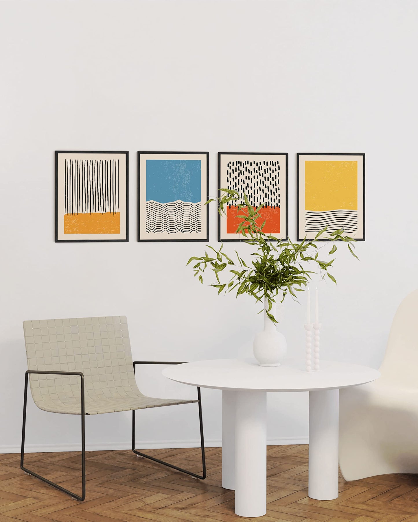 HAUS AND HUES Modern Abstract Wall Art – Mid-Century Modern Prints, Minimalist Abstract Posters, Aesthetic Wall Decor for Home and Office
